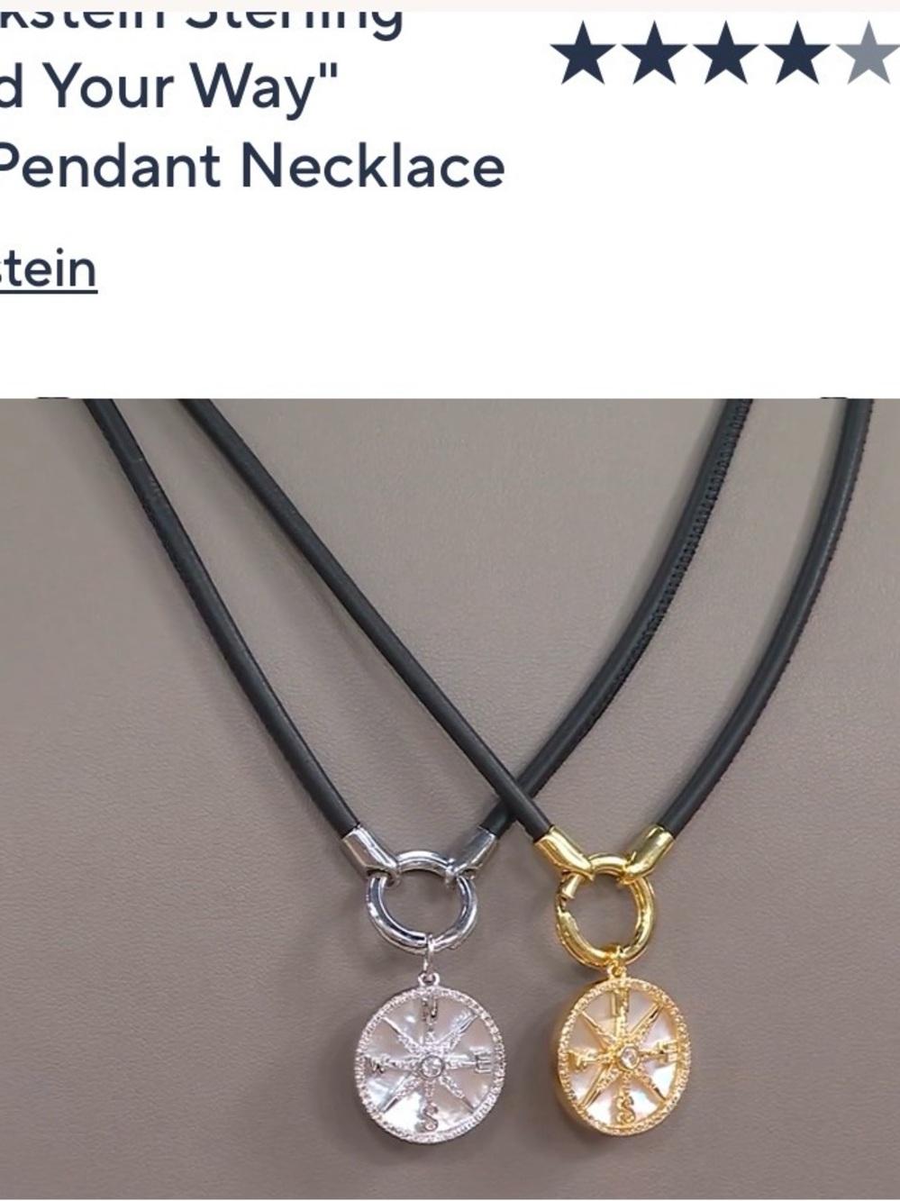 David Markstein “Find your Way” Compass Pendant Necklace with Black Leather cord - Picture 7 of 14